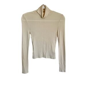 Madewell Turtleneck Drapey fine Rib Jersey Knit Minimal Utility Layering LS Top